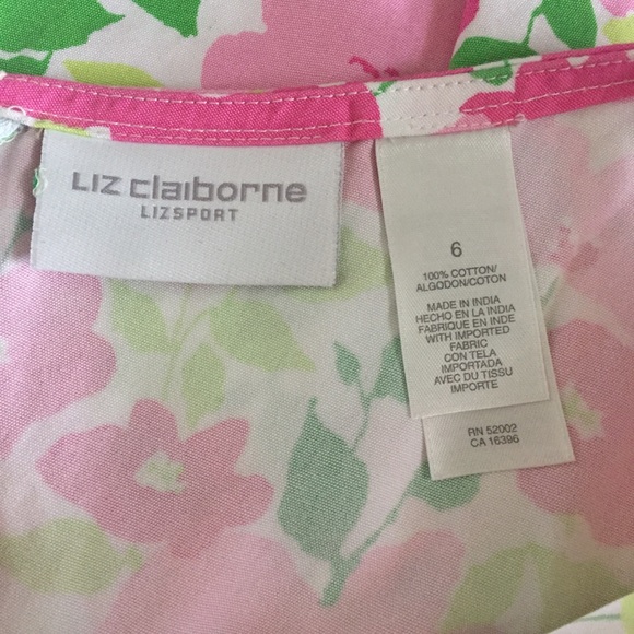 Liz Claiborne Pink, Green, White Floral Midi Dress - Picture 7 of 8